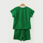 Britnee Dark Green Textured Short Sleeve Top and Shorts Set