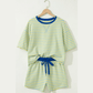 Hollyn Yellow Stripe Drop Shoulder Boxy Casual Terry Short Set