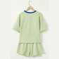 Hollyn Yellow Stripe Drop Shoulder Boxy Casual Terry Short Set