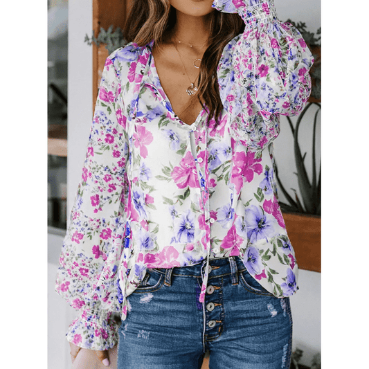 Suzzet Cakewalk Floral Smocked Blouse