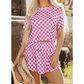 Keagan Pink Checkerboard T Shirt and High Waist Skorts 2 Piece Outfit