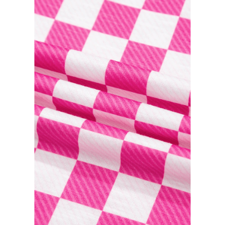 Keagan Pink Checkerboard T Shirt and High Waist Skorts 2 Piece Outfit