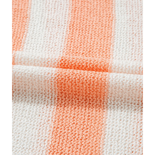 Beige Stripe USA Flag Notched Neckline Loose Sweater Tank