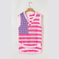 Pink Stripe USA Flag Notched Neckline Loose Sweater Tank