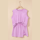 Karoline Purple 2 Pieces Mineral Wash Cotton Tank Top Lined Split Skirt Set