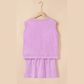Karoline Purple 2 Pieces Mineral Wash Cotton Tank Top Lined Split Skirt Set