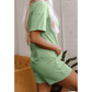 Jaci Grass Green Loose Half Sleeve V Neck Knit Romper