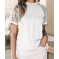 Parkin White Seamed Detail Contrast Lace Raglan Sleeve Tee