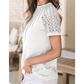 Parkin White Seamed Detail Contrast Lace Raglan Sleeve Tee