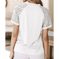 Parkin White Seamed Detail Contrast Lace Raglan Sleeve Tee