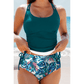 Rach Sea Green Drawstring Tummy Control Mix-and-match 2pcs Tankini Swimsuit