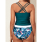 Rach Sea Green Drawstring Tummy Control Mix-and-match 2pcs Tankini Swimsuit