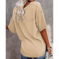 Sherry Apricot Exposed Seam Half Sleeve Knitted V Neck Textured Top