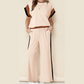 Kirsi Beige Color Block Detail Casual Two-piece Set