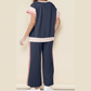 Kirsi Navy Color Block Detail Casual Two-piece Set