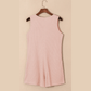 Neena Pink Waffle Sleeveless U Neck Buttons Romper With Pockets