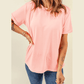 Valeria Pink Casual Plain Crew Neck Tee