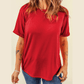 Valeria Red Casual Plain Crew Neck Tee
