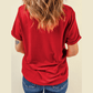 Valeria Red Casual Plain Crew Neck Tee