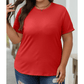 Valeria Red Casual Plain Crew Neck Tee