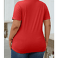 Valeria Red Casual Plain Crew Neck Tee