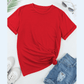 Valeria Red Casual Plain Crew Neck Tee