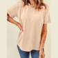 Valeria Khaki Casual Plain Crew Neck Tee