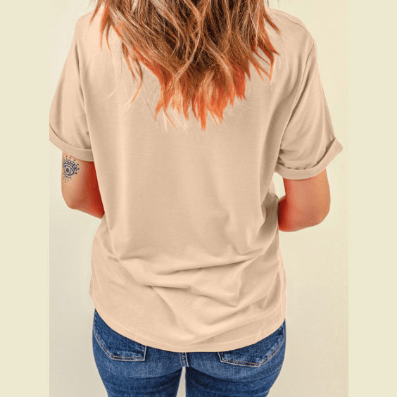 Valeria Khaki Casual Plain Crew Neck Tee