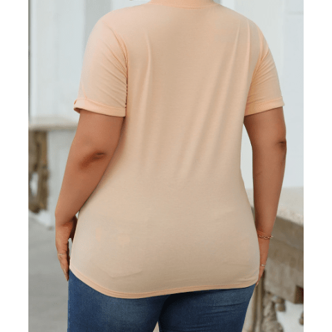 Valeria Khaki Casual Plain Crew Neck Tee