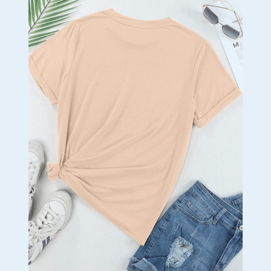 Valeria Khaki Casual Plain Crew Neck Tee