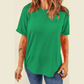 Valeria Bright Green Casual Plain Crew Neck Tee