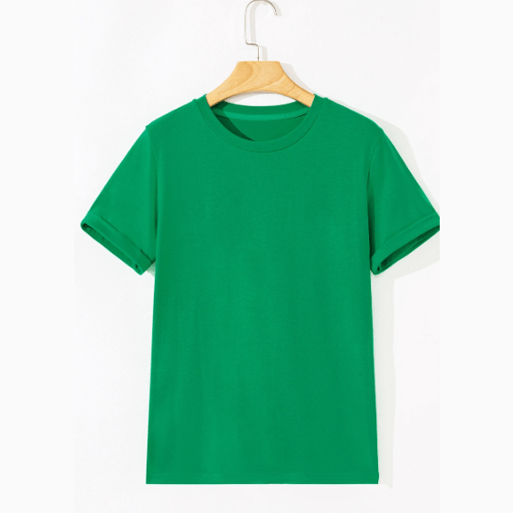 Valeria Bright Green Casual Plain Crew Neck Tee