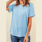 Valeria Light Blue Casual Plain Crew Neck Tee
