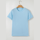 Valeria Light Blue Casual Plain Crew Neck Tee