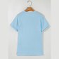 Valeria Light Blue Casual Plain Crew Neck Tee