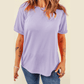 Valeria Orchid Casual Plain Crew Neck Tee