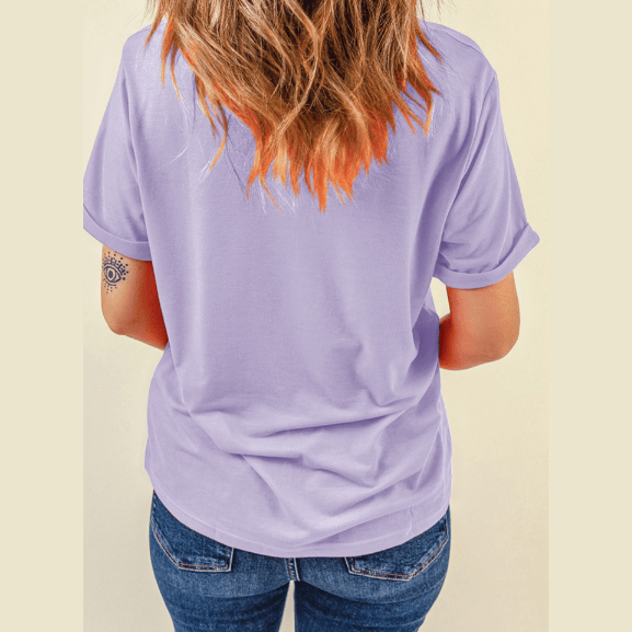 Valeria Orchid Casual Plain Crew Neck Tee