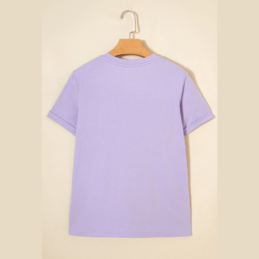Valeria Orchid Casual Plain Crew Neck Tee