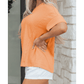 Jackie Grapefruit Orange Waffle V Neck Short Sleeve Knit Top