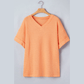 Jackie Grapefruit Orange Waffle V Neck Short Sleeve Knit Top