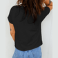 Black Leopard Bow Embroidered Cotton Round Neck T Shirt