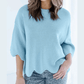 Leann Blue Scalloped Hem 3/4 Sleeve Sweater Top