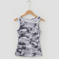 Anetta Grey Camouflage Print Ribbed Knit Round Neck Tank Top
