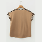 Lyla French Beige Leopard Trim Round Neck Loose T Shirt