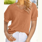 Deedra Gold Flame Knit Contrast Hollowed Short Sleeve V Neck Sweater