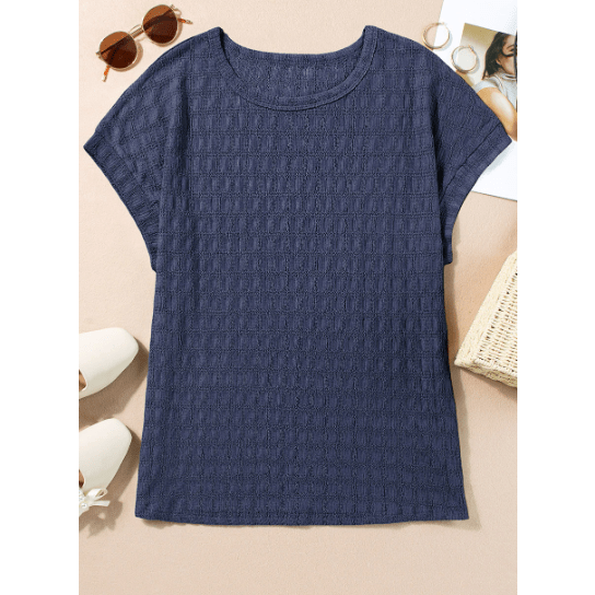 Joie Navy Textured Batwing Sleeve Tee