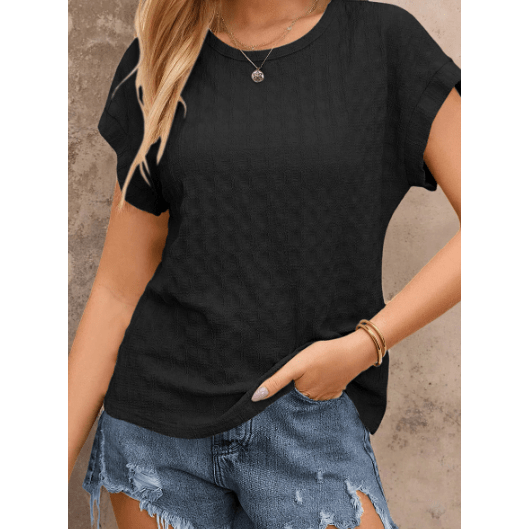Joie Black Textured Batwing Sleeve Tee