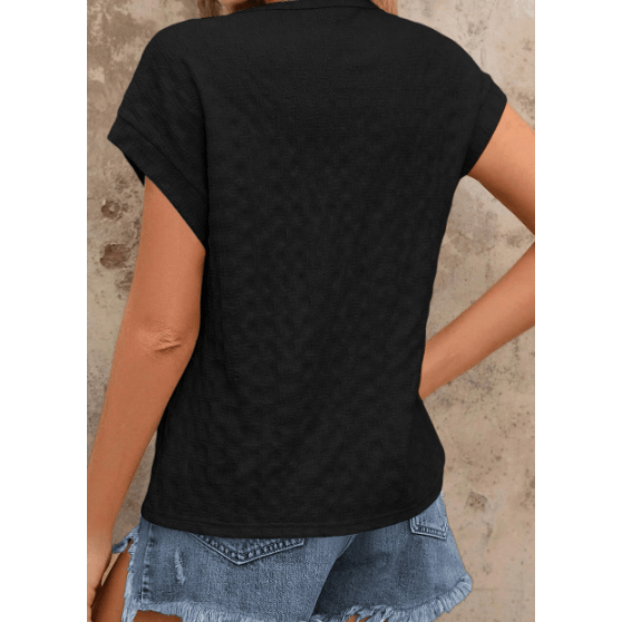 Joie Black Textured Batwing Sleeve Tee
