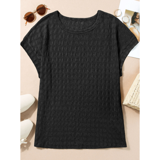 Joie Black Textured Batwing Sleeve Tee