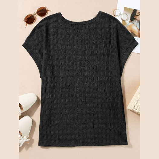 Joie Black Textured Batwing Sleeve Tee